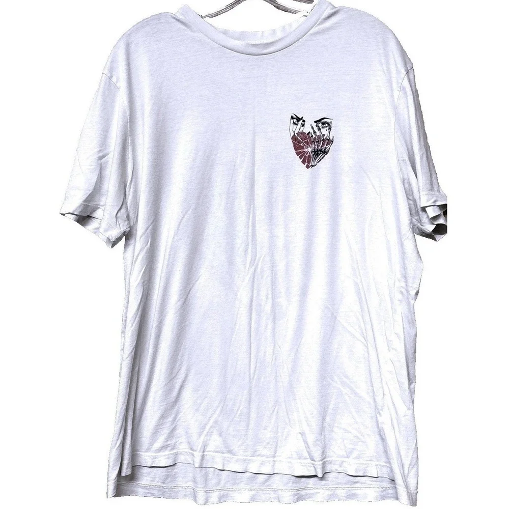 ALLSAINTS Shattered Heart Tee‎ Men's Small White Oversized Fit Relaxed T-shirt